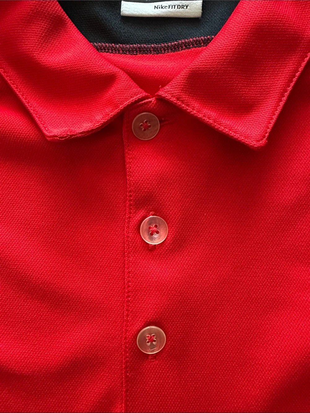 Nike Golf FitDry Red Short-Sleeve Polo Shirt with Black Shoulder Panels Boys XL